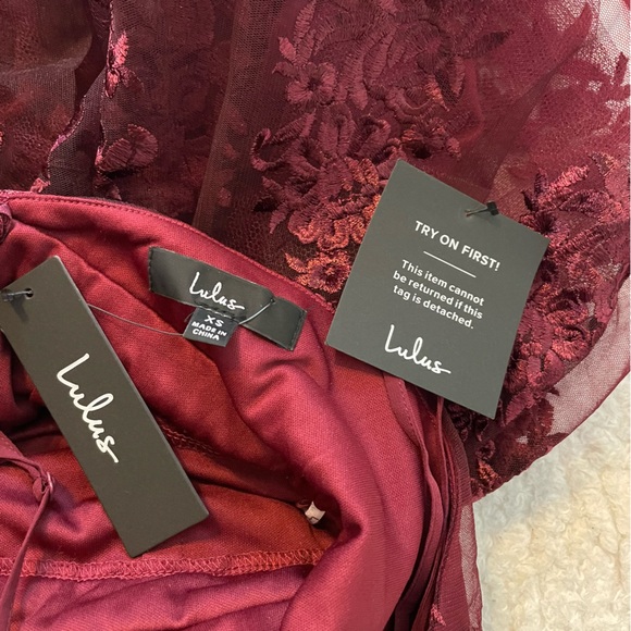 NWT Lulus A Love to Remember Wine Red Lace Backless Skater Dress - Size XS - Picture 10 of 11